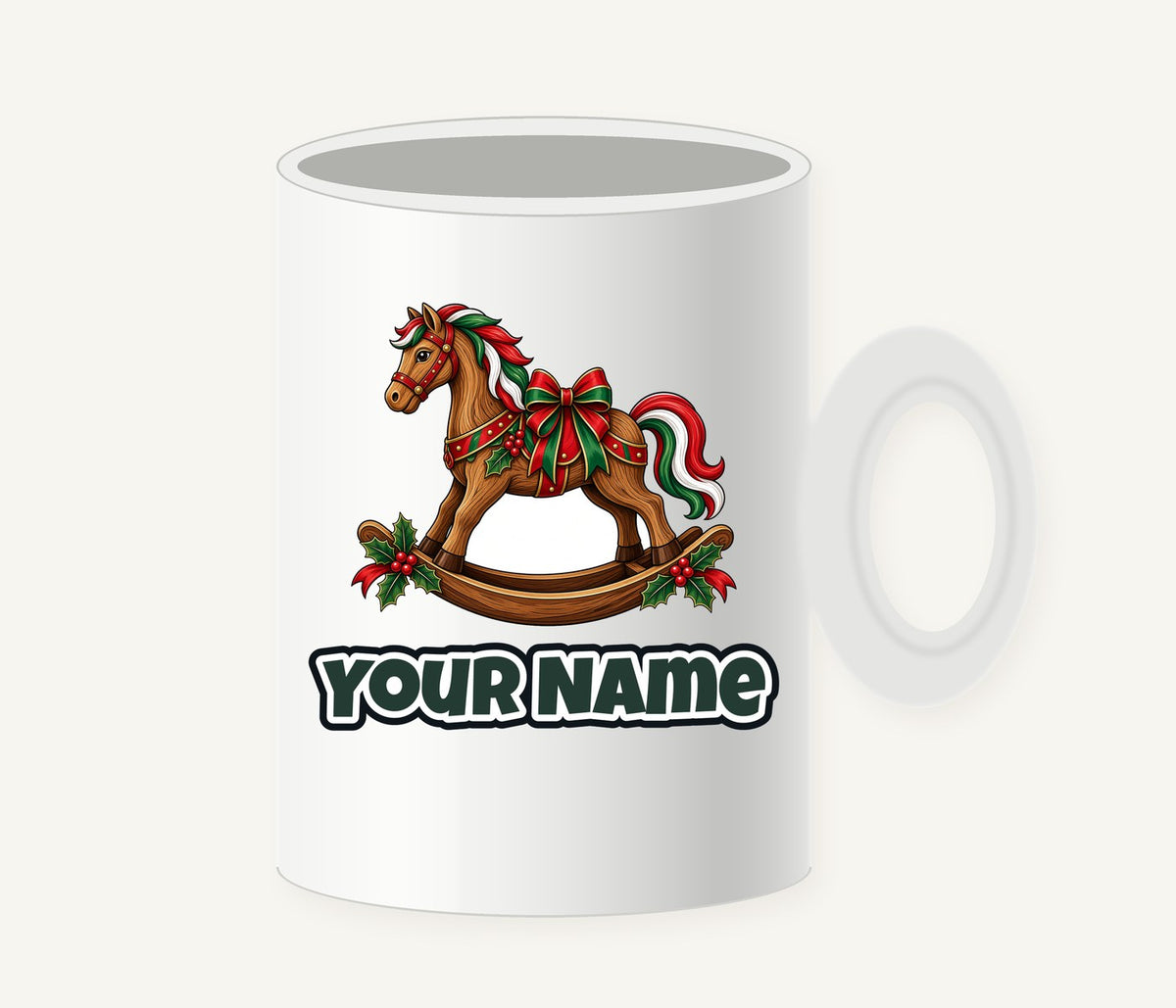 Wooden Rocking Horse Personalised Christmas Mug