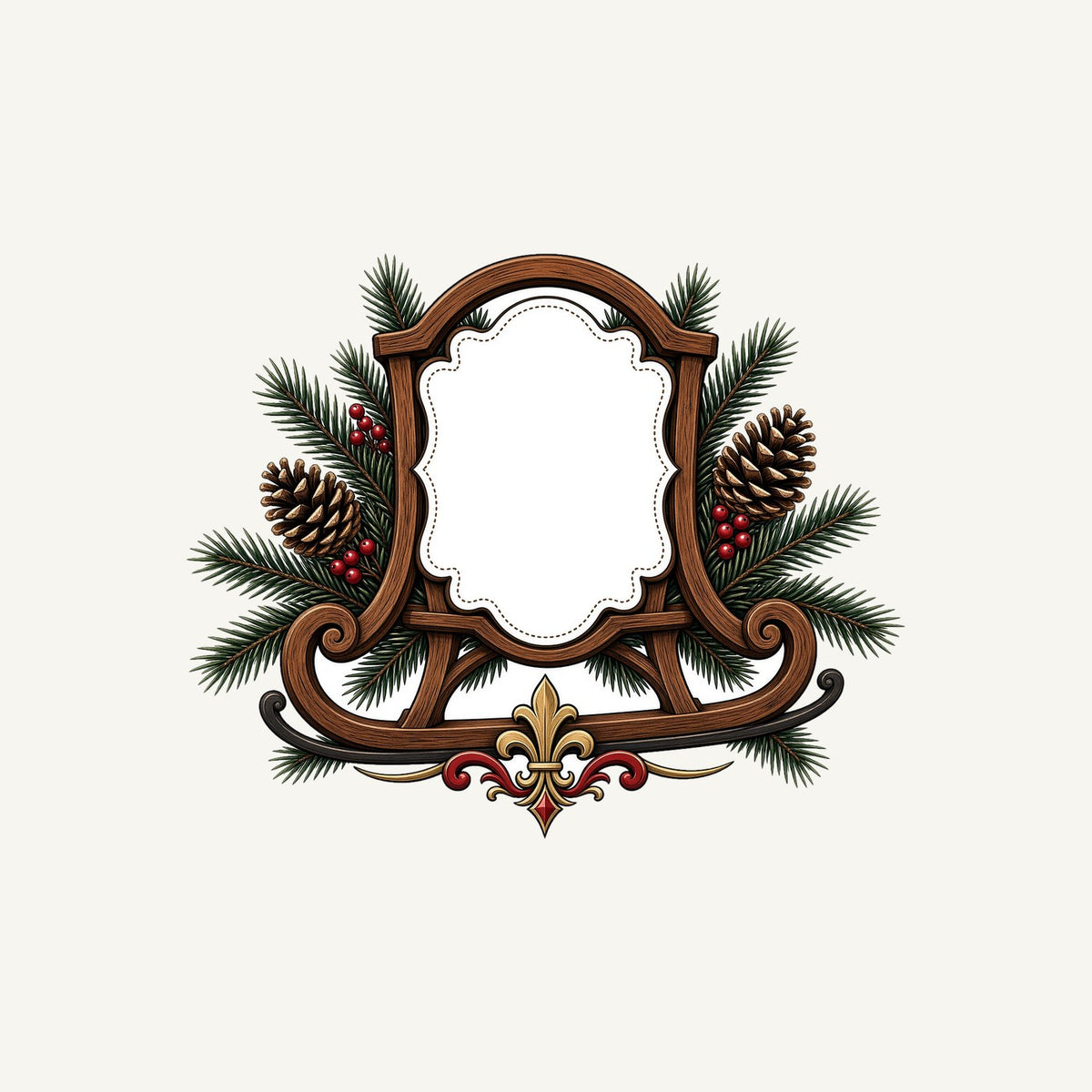 Wooden Sled Name Ornament Personalised Kids Tee and Baby Bodysuit