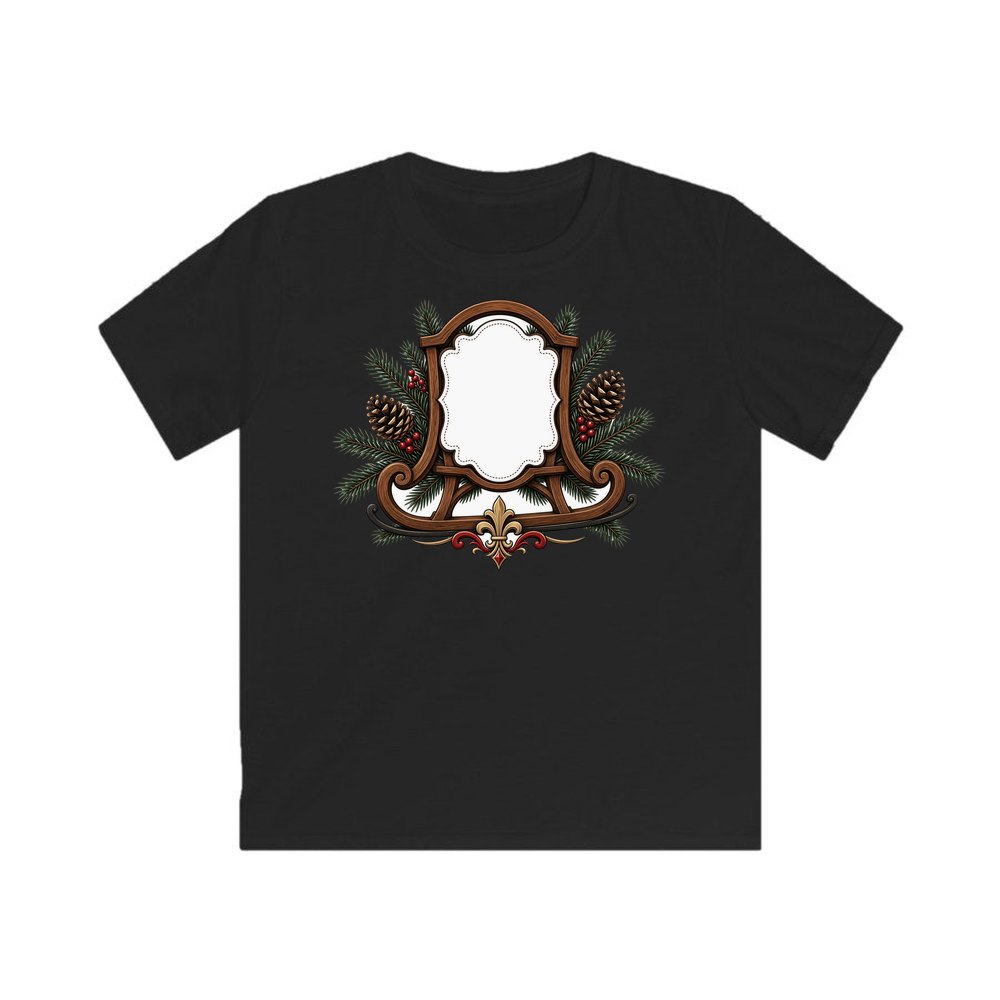 Wooden Sled Name Ornament personalised kids Christmas tee in black