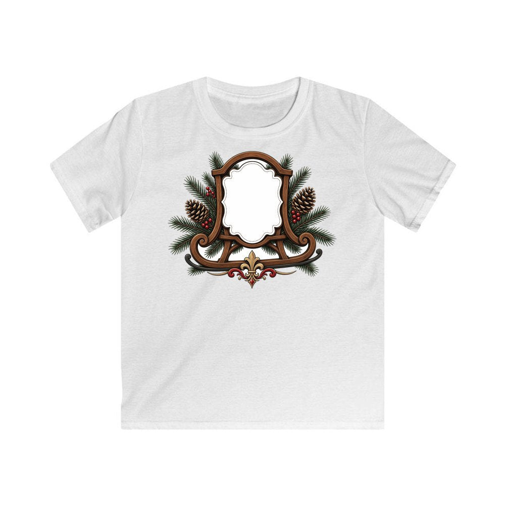 Wooden Sled Name Ornament personalised kids Christmas tee in white