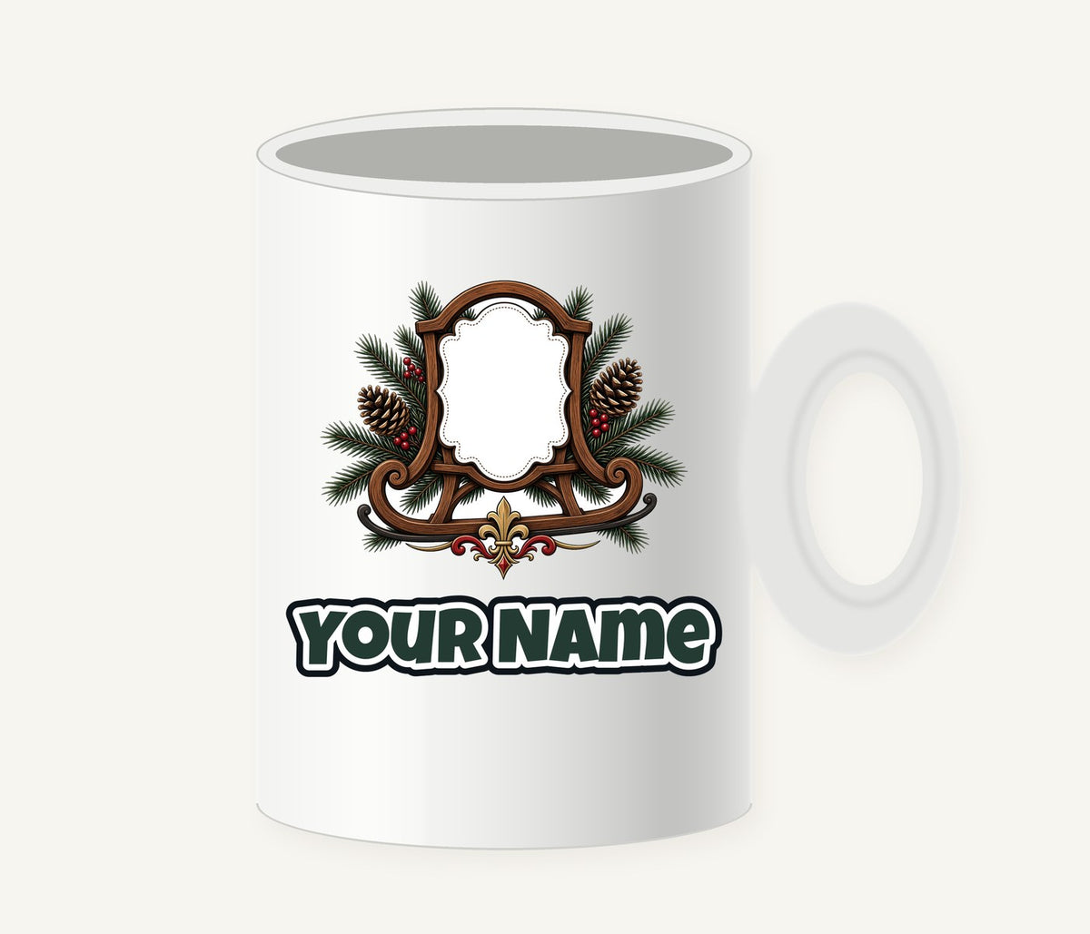 Wooden Sled Name Ornament Personalised Christmas Mug