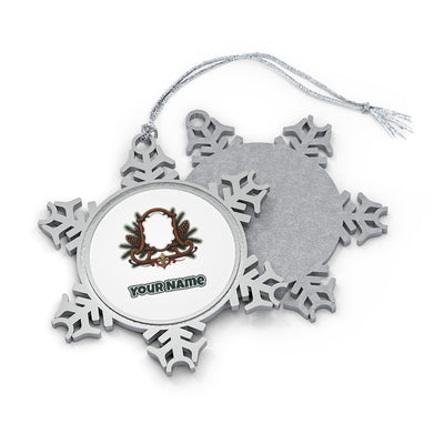 Wooden Sled Name Ornament Personalised Pewter Christmas Ornament