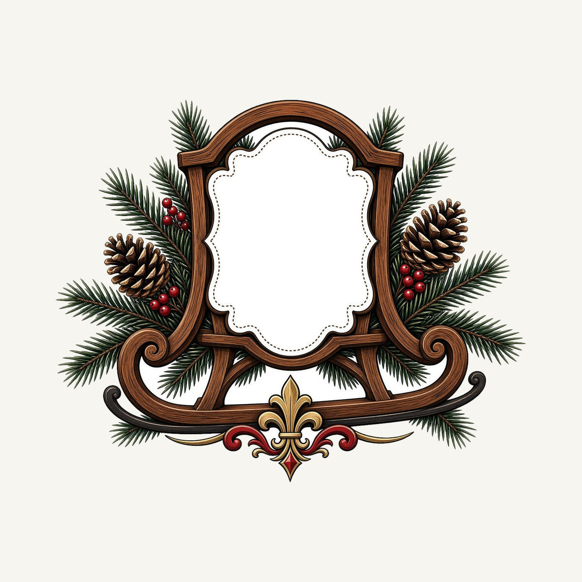 Wooden Sled Name Ornament Christmas artwork, the design printed on the personalised stocking