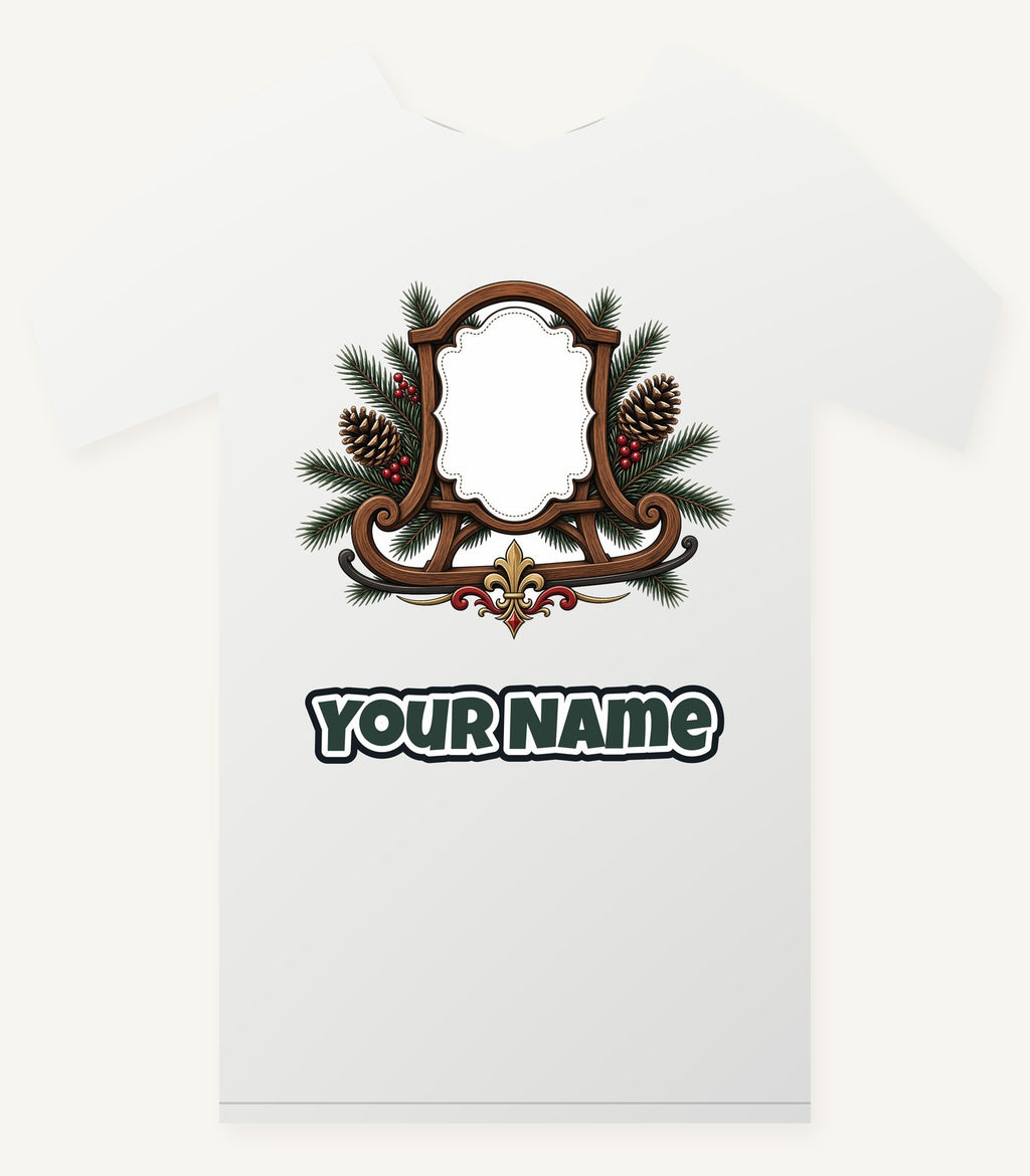 Wooden Sled Name Ornament Personalised Christmas T-Shirt and Hoodie