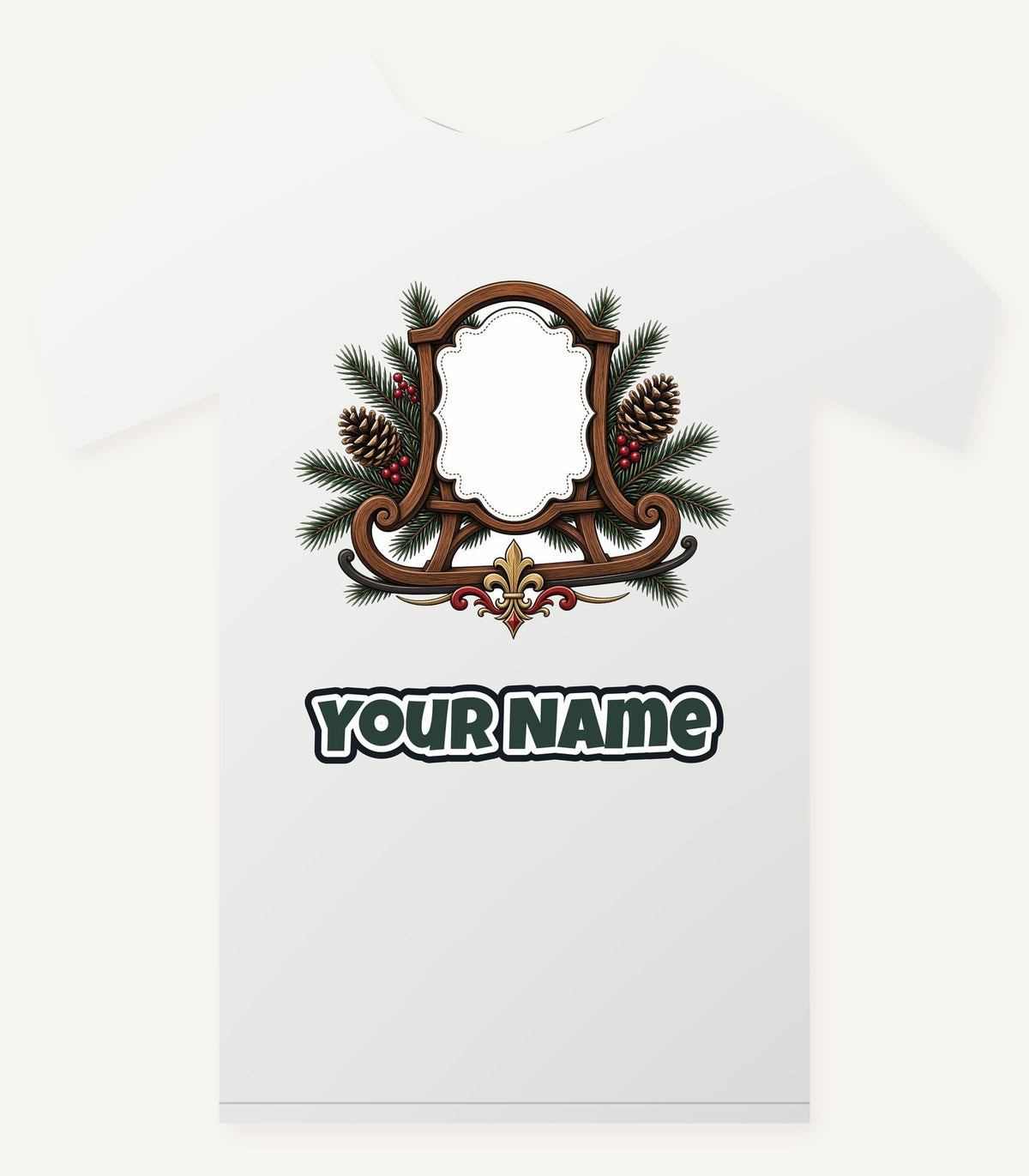 Wooden Sled Name Ornament Personalised Christmas T-Shirt and Hoodie