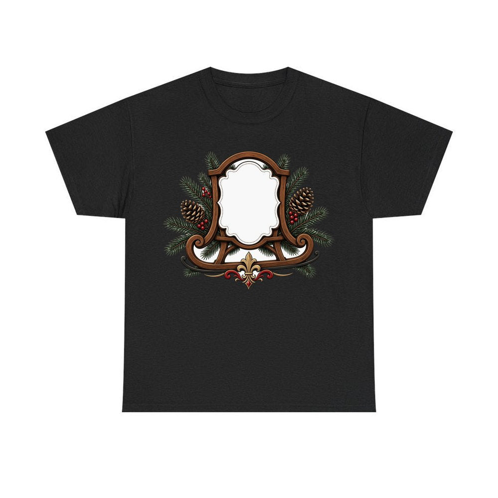 Wooden Sled Name Ornament personalised Christmas T-shirt in black