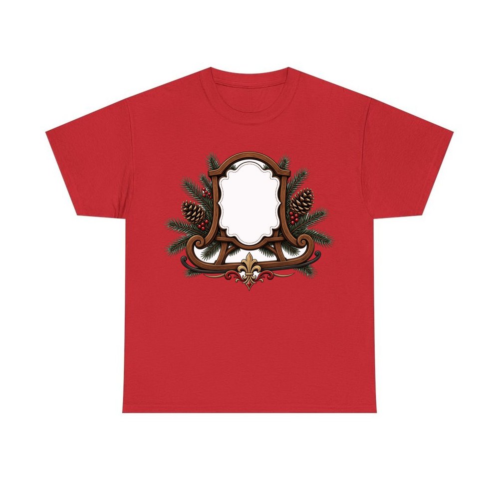 Wooden Sled Name Ornament personalised Christmas T-shirt in red
