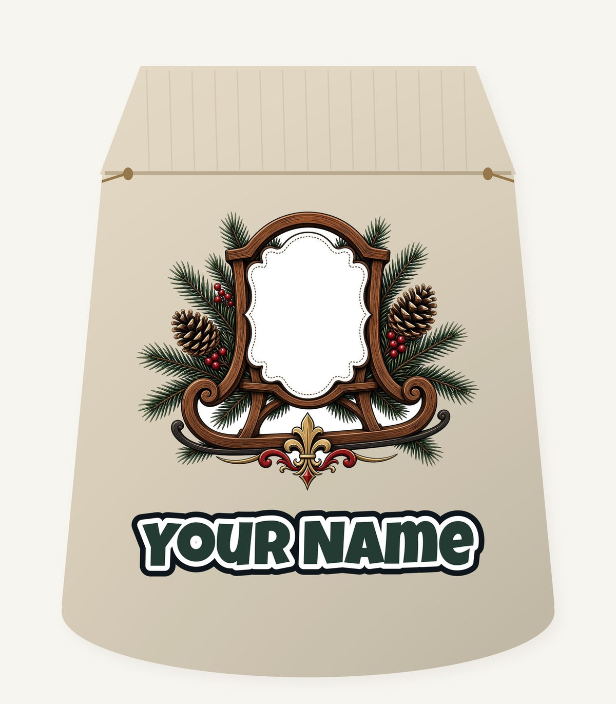 Wooden Sled Name Ornament Personalised Santa Sack