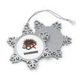 Wooden Sled with Pinecones Personalised Pewter Christmas Ornament