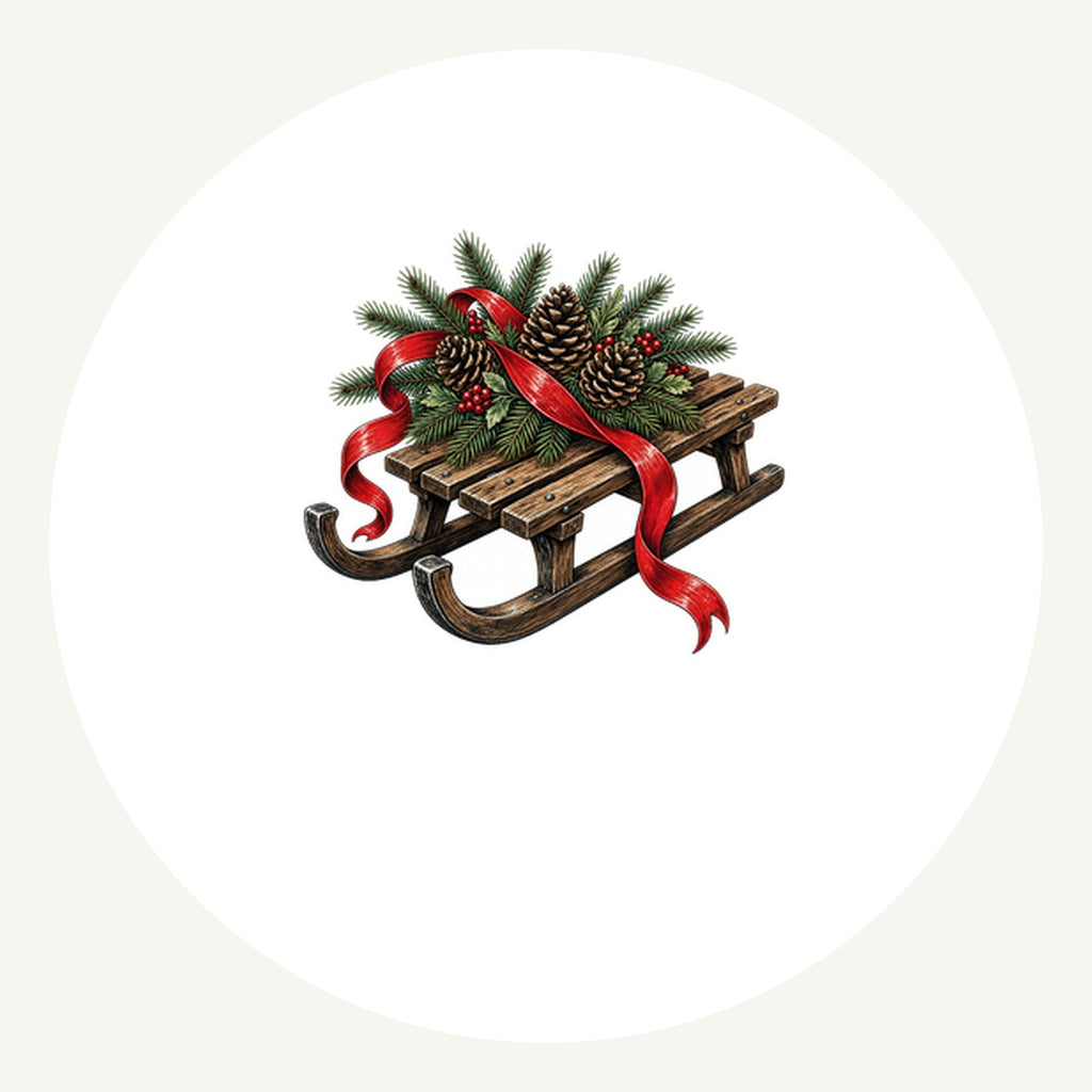 Wooden Sled with Pinecones Personalised Pewter Christmas Ornament