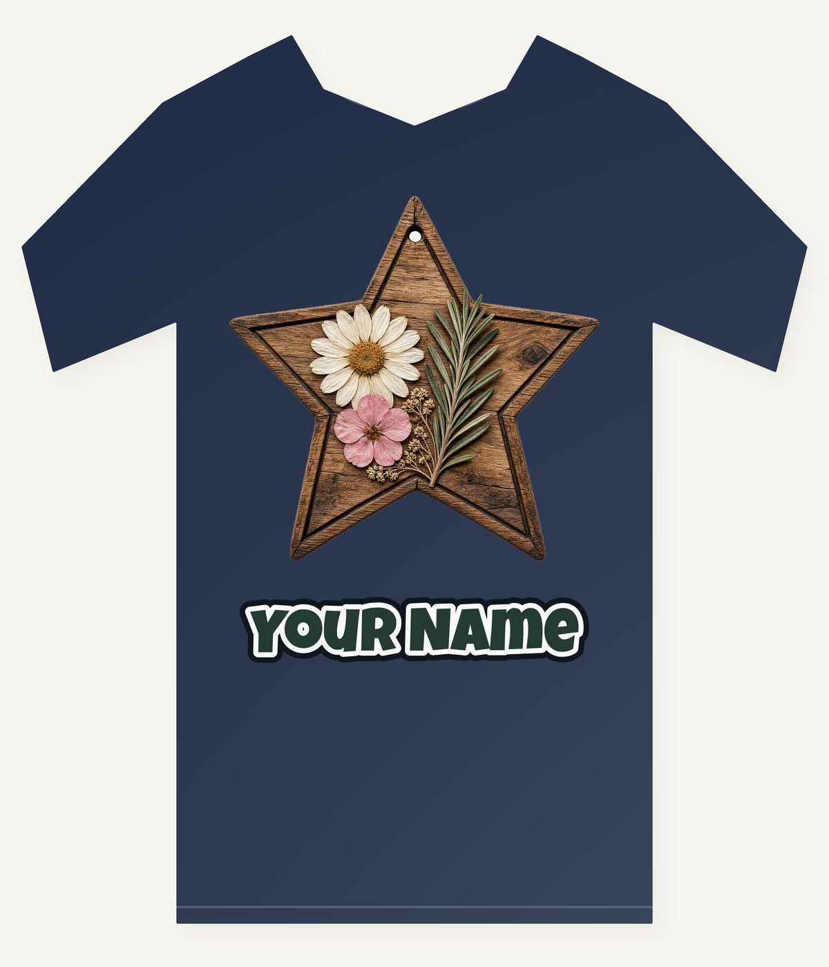 Wooden Star Pressed Flowers Personalised Kids Tee and Baby Bodysuit