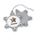 Wooden Star Pressed Flowers Personalised Pewter Christmas Ornament