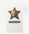 Wooden Star Pressed Flowers Personalised Christmas T-Shirt and Hoodie