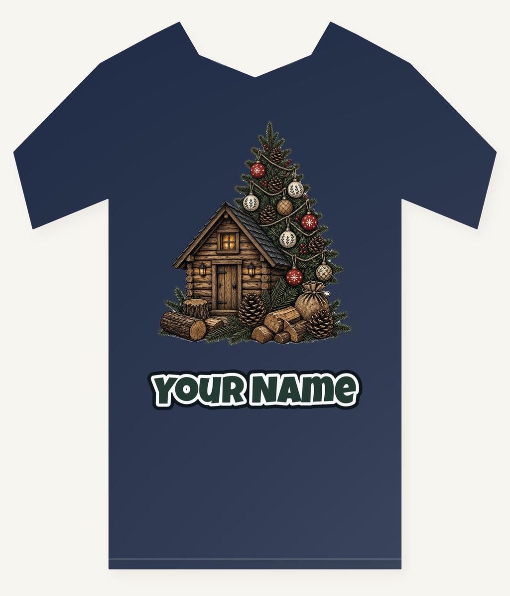 Woodland Cabin And Tree Personalised Kids Tee and Baby Bodysuit