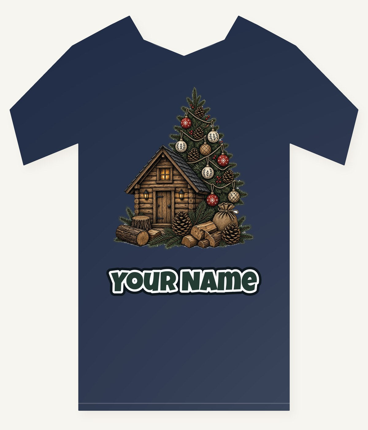 Woodland Cabin And Tree Personalised Kids Tee and Baby Bodysuit