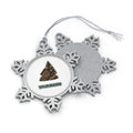 Woodland Cabin And Tree Personalised Pewter Christmas Ornament