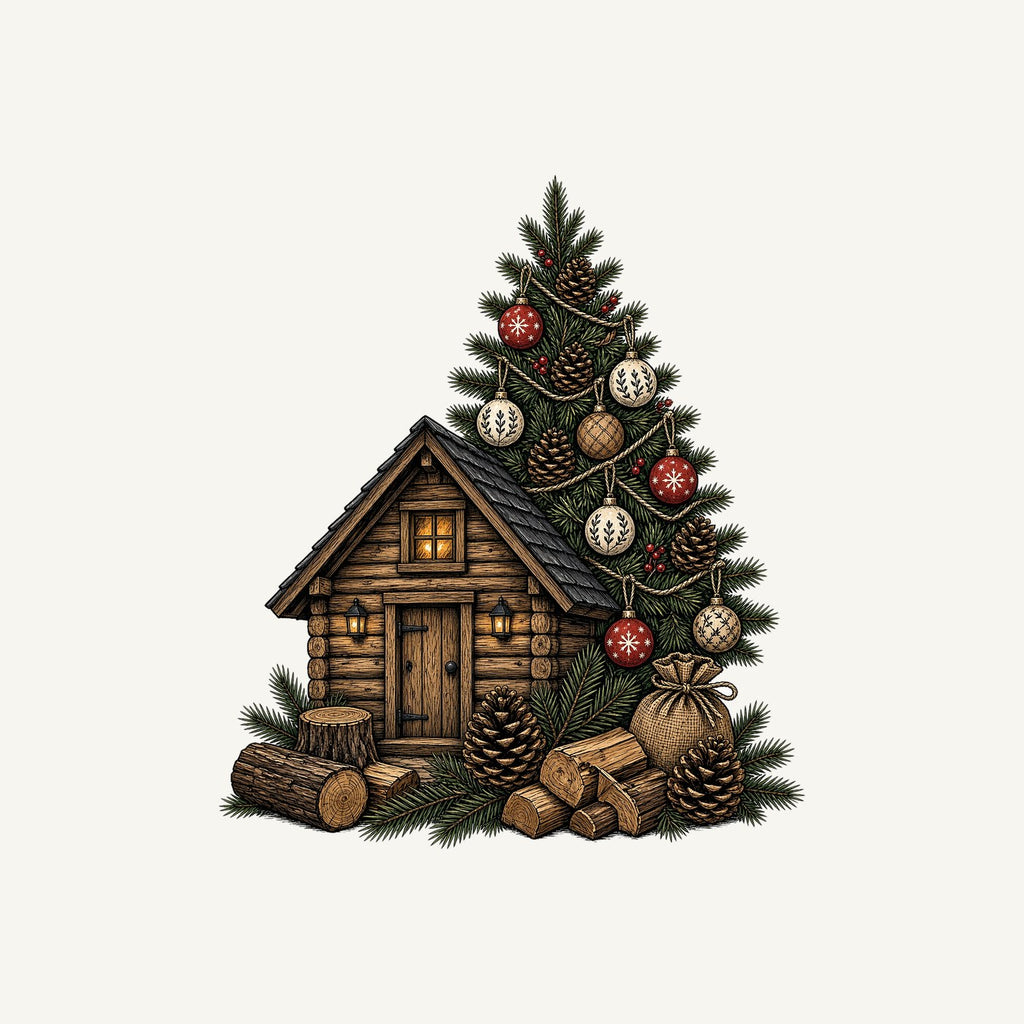 Woodland Cabin And Tree Personalised Santa Sack