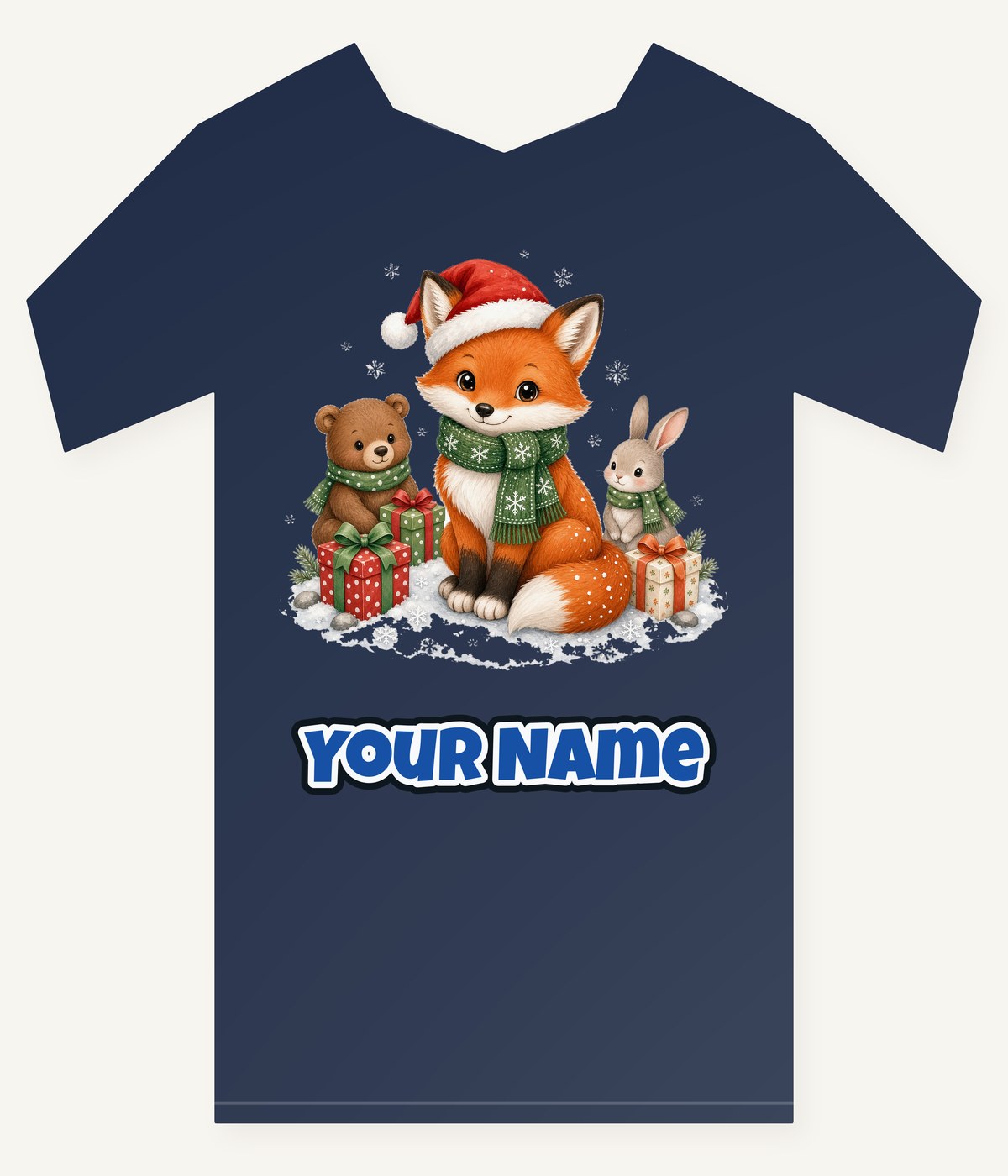 Woodland Friends Christmas Presents Personalised Kids and Baby Christmas Tee