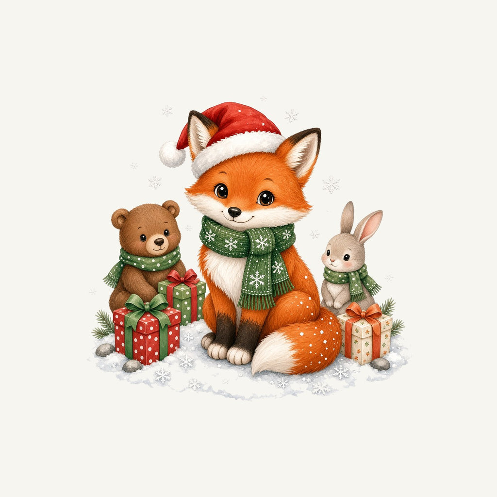 Woodland Friends Christmas Presents Personalised Kids and Baby Christmas Tee
