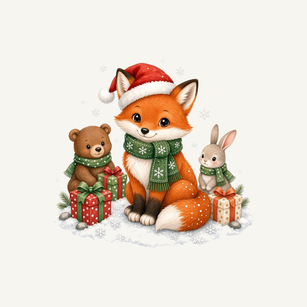 Woodland Friends Christmas Presents Personalised Kids and Baby Christmas Tee