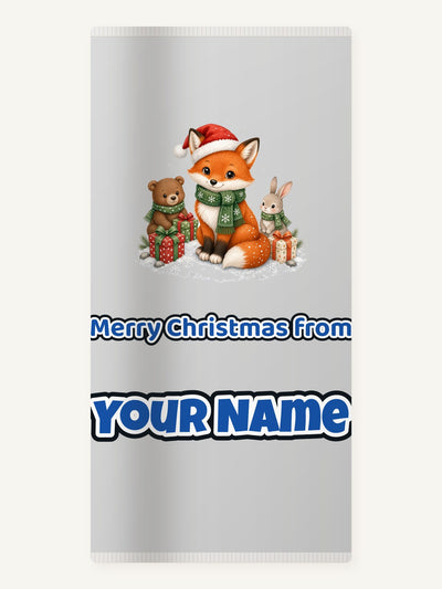 Woodland Friends Christmas Presents Personalised Beach Towel