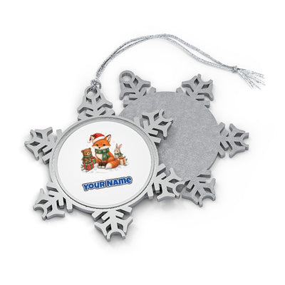 Woodland Friends Christmas Presents Personalised Pewter Christmas Ornament