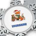 Woodland Friends Christmas Presents Personalised Pewter Christmas Ornament