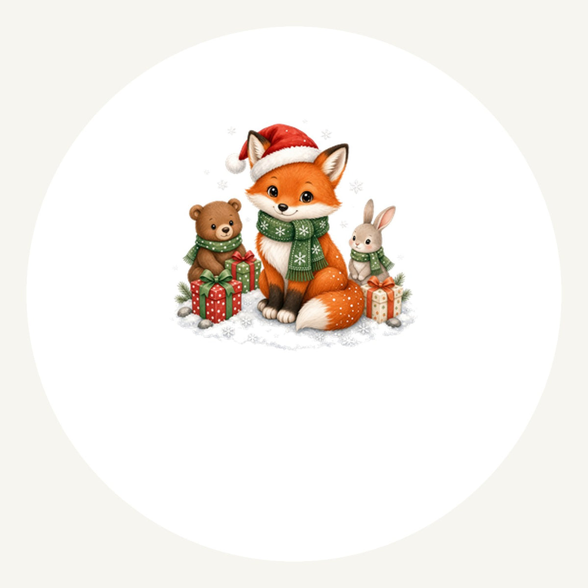 Woodland Friends Christmas Presents Personalised Pewter Christmas Ornament