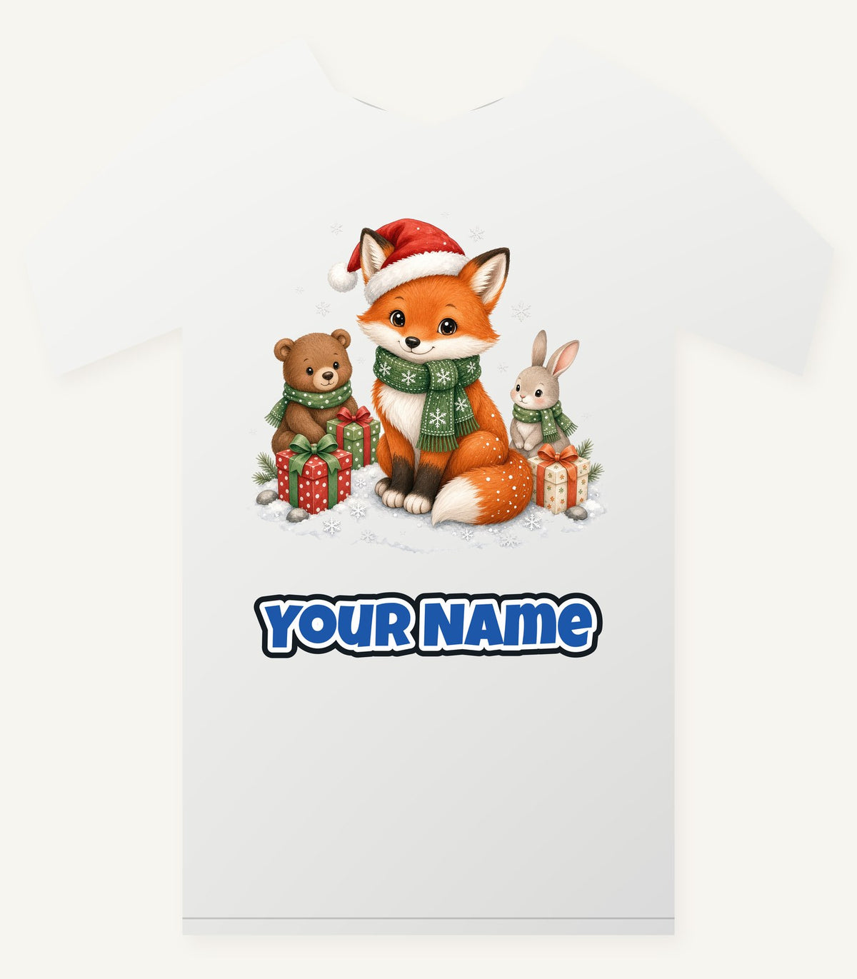 Woodland Friends Christmas Presents Personalised Christmas T-Shirt and Hoodie