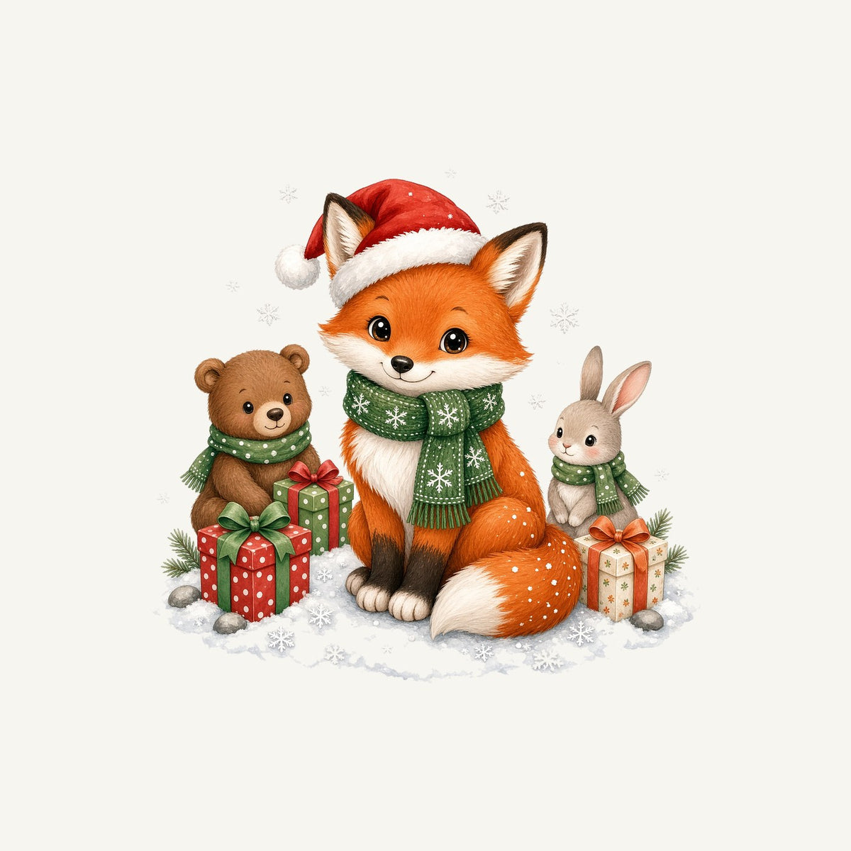 Woodland Friends Christmas Presents Personalised Christmas T-Shirt and Hoodie