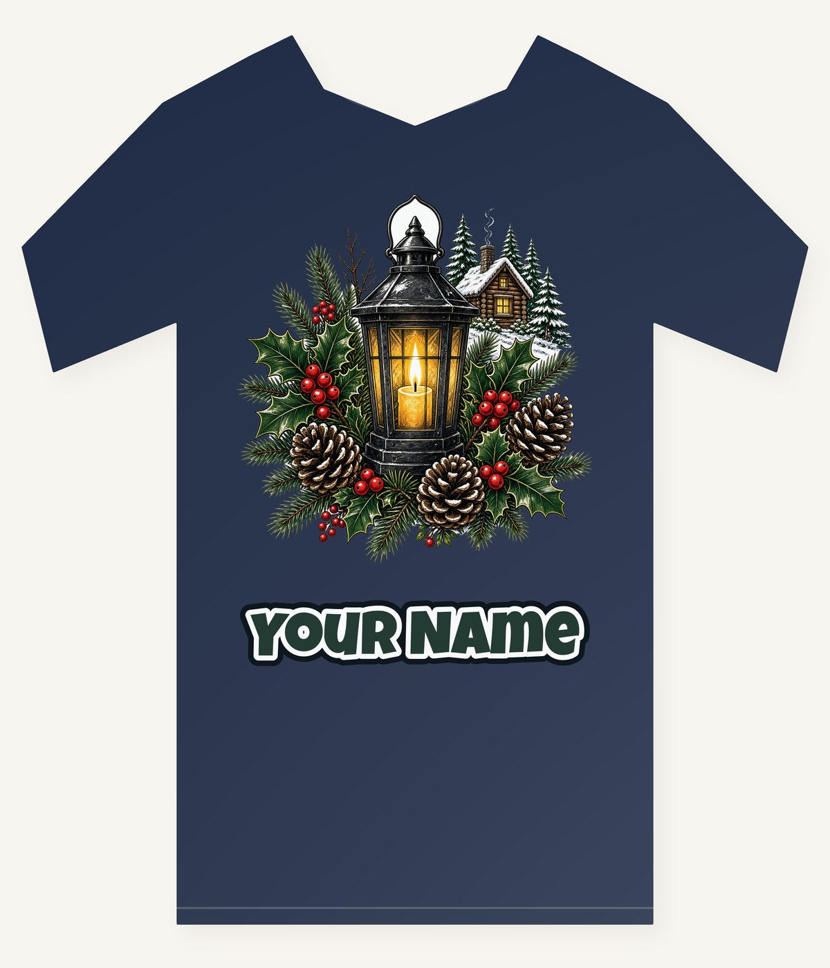 Woodland Lantern And Pinecones Personalised Kids Tee and Baby Bodysuit