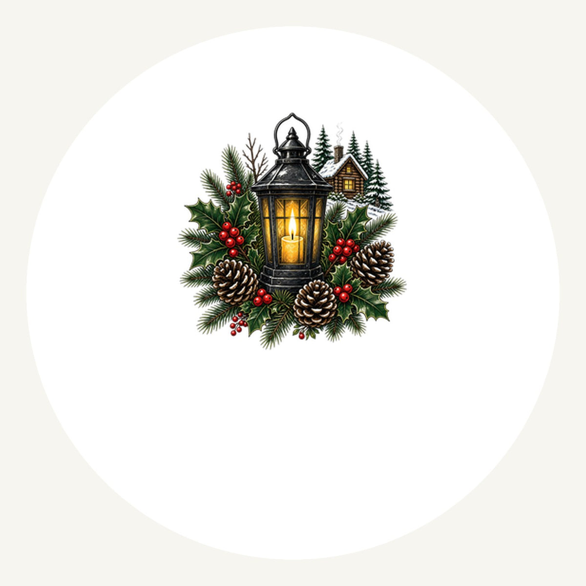 Woodland Lantern And Pinecones Personalised Pewter Christmas Ornament