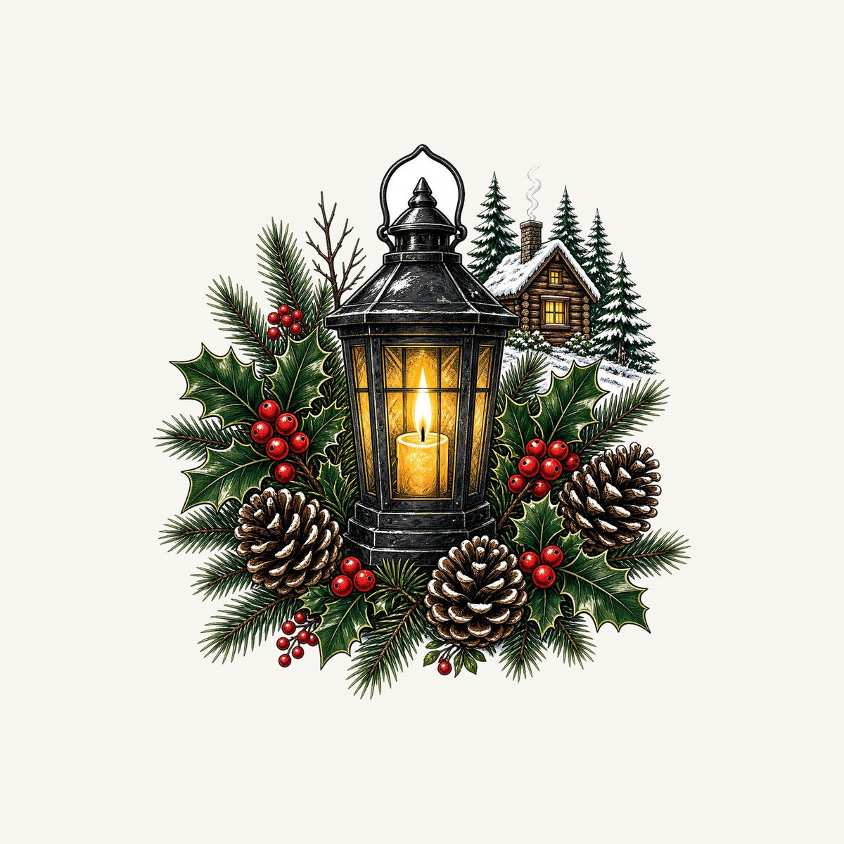 Woodland Lantern And Pinecones Personalised Santa Sack