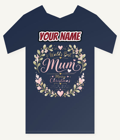 World's Best Mum Wreath Personalised Kids Tee and Baby Bodysuit
