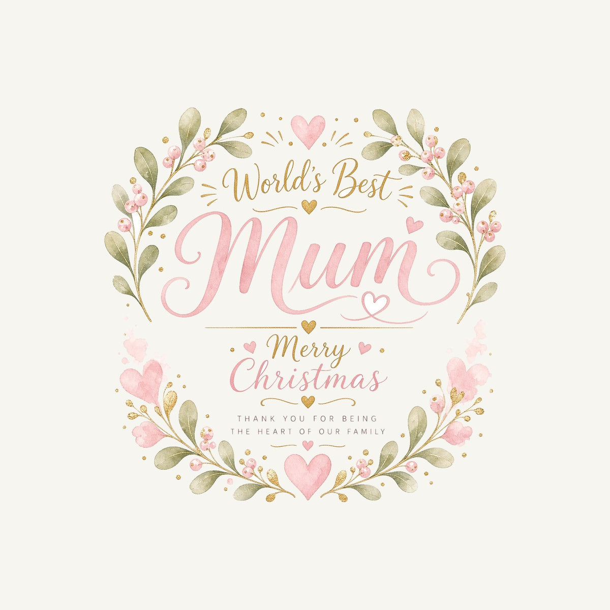 World's Best Mum Wreath Personalised Kids and Baby Christmas Tee