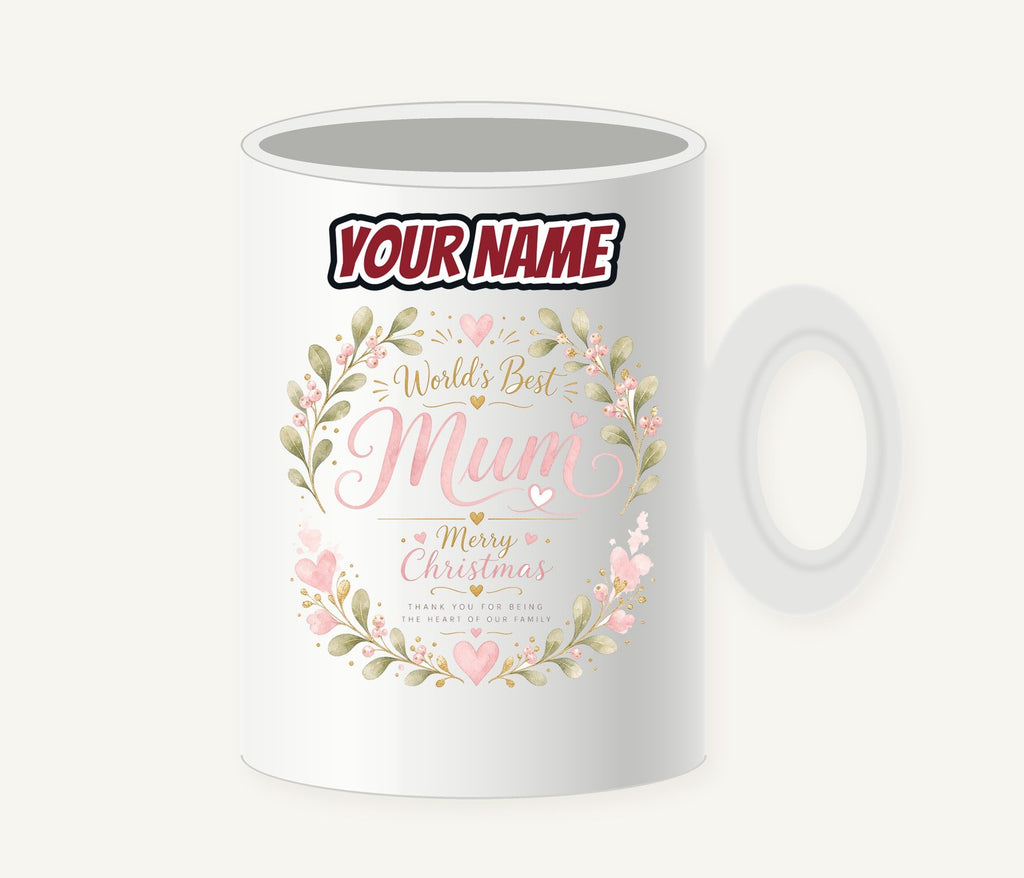 World's Best Mum Wreath Personalised Christmas Mug