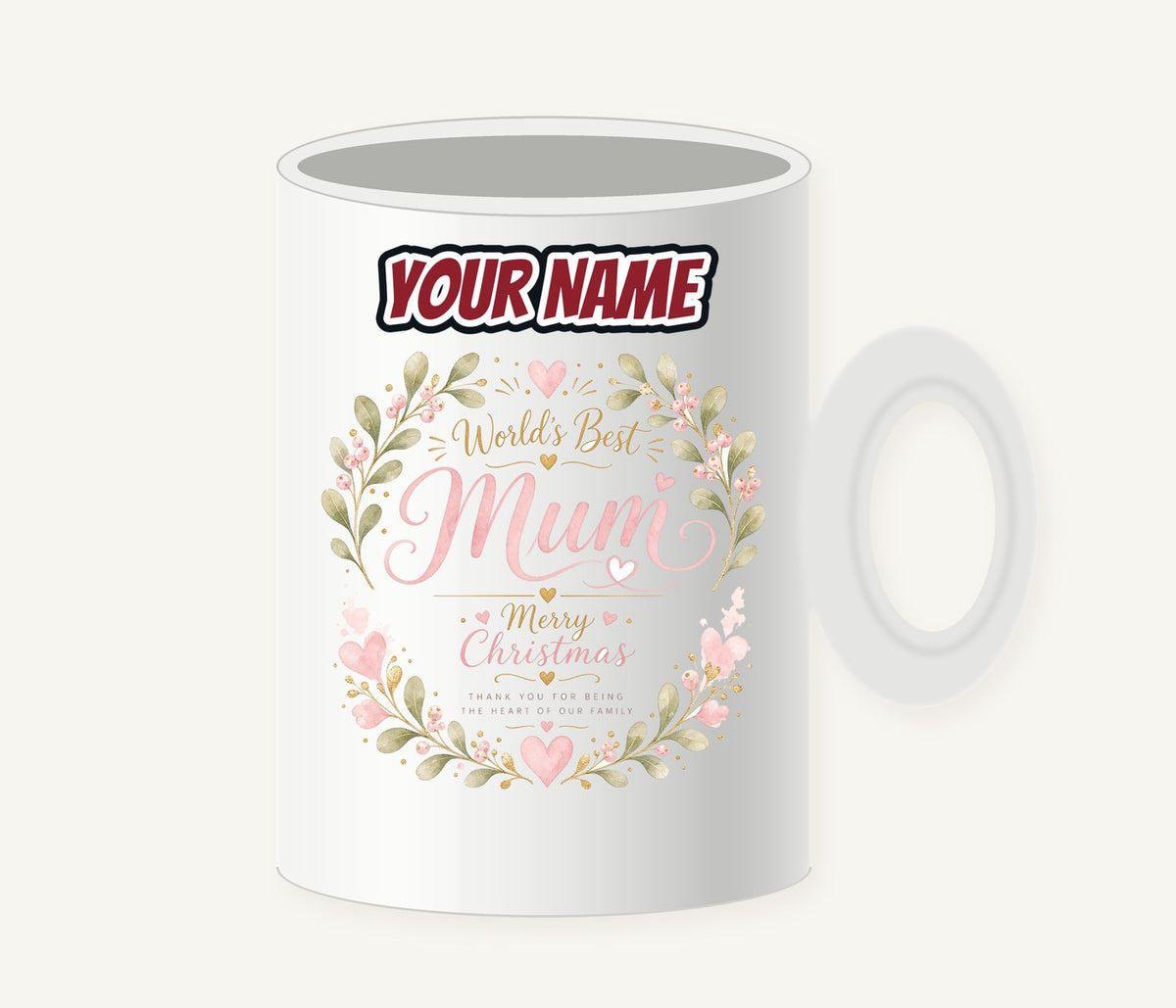 World's Best Mum Wreath Personalised Christmas Mug
