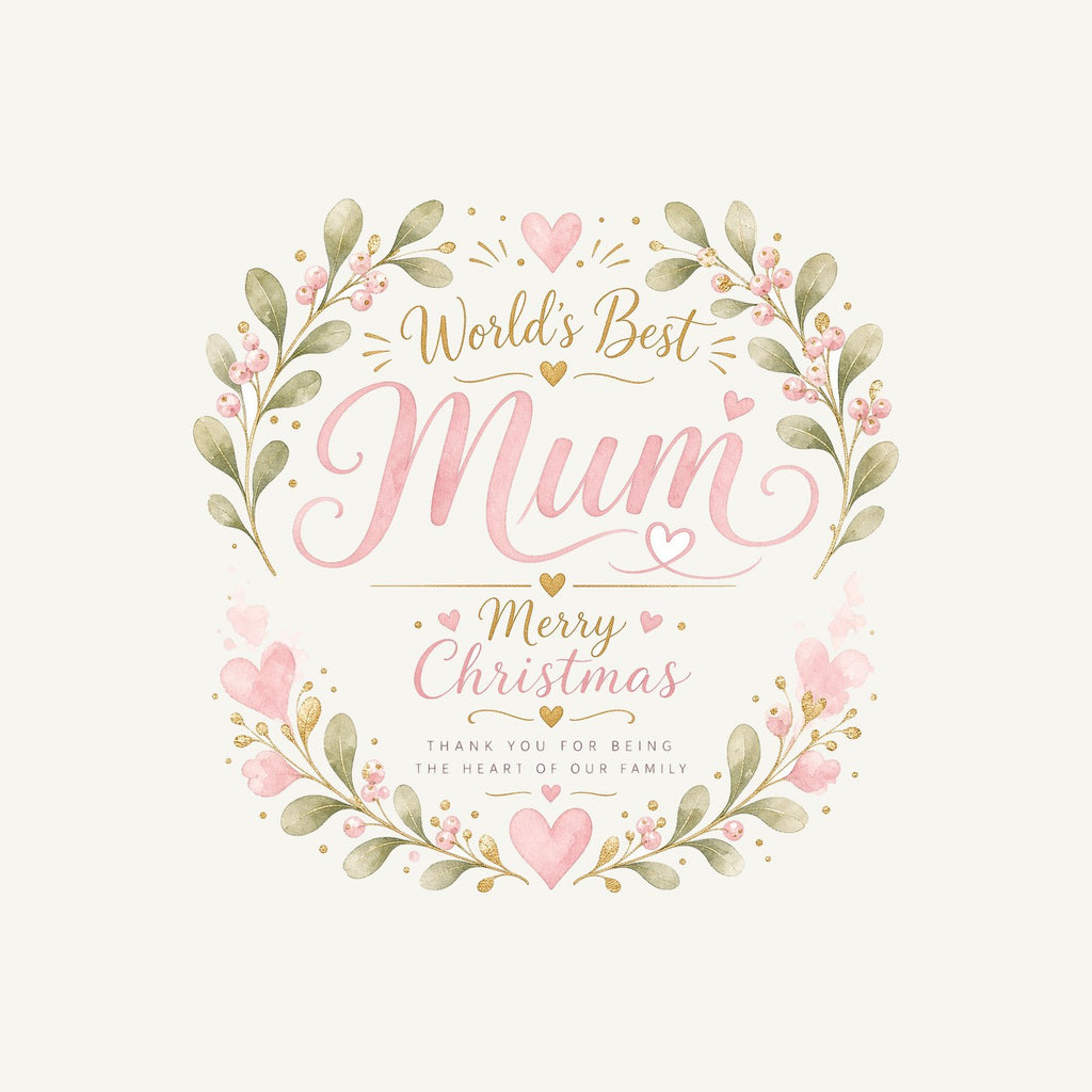 World's Best Mum Wreath Personalised Christmas T-Shirt and Hoodie
