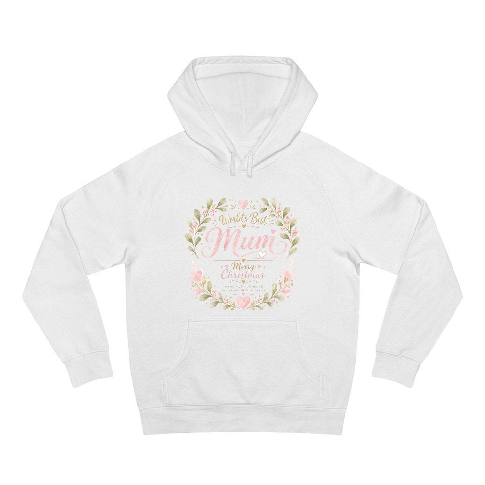 World's Best Mum Wreath personalised Christmas hoodie in white