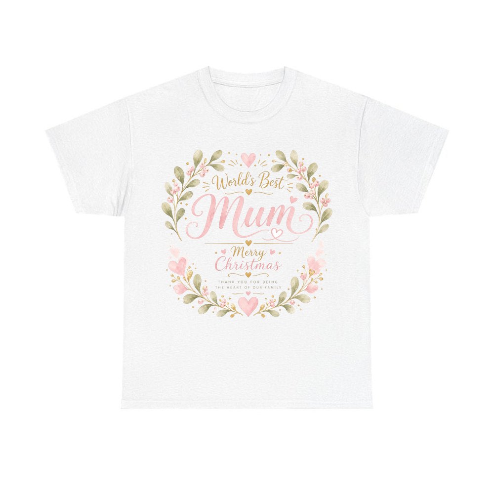 World's Best Mum Wreath personalised Christmas T-shirt in white