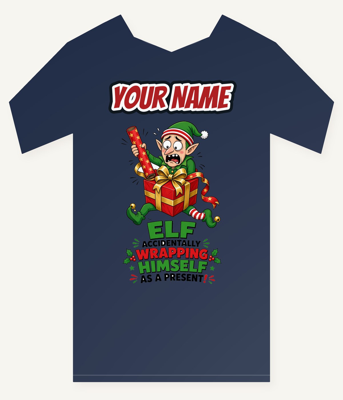 Wrapped Himself As A Present Personalised Kids and Baby Christmas Tee