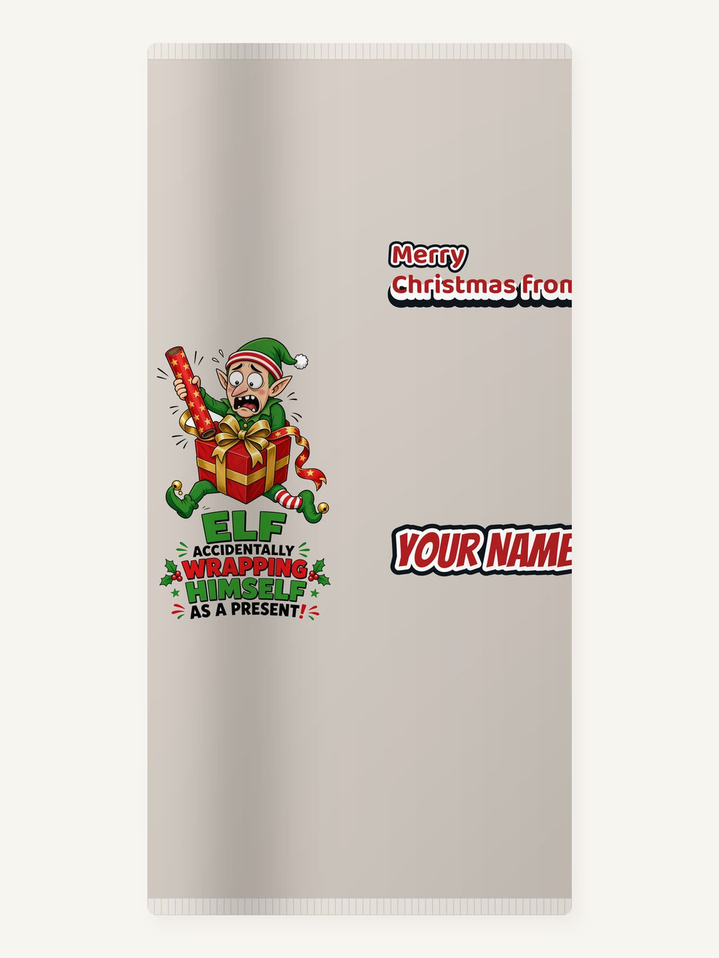 Wrapped Himself As A Present Personalised Beach Towel