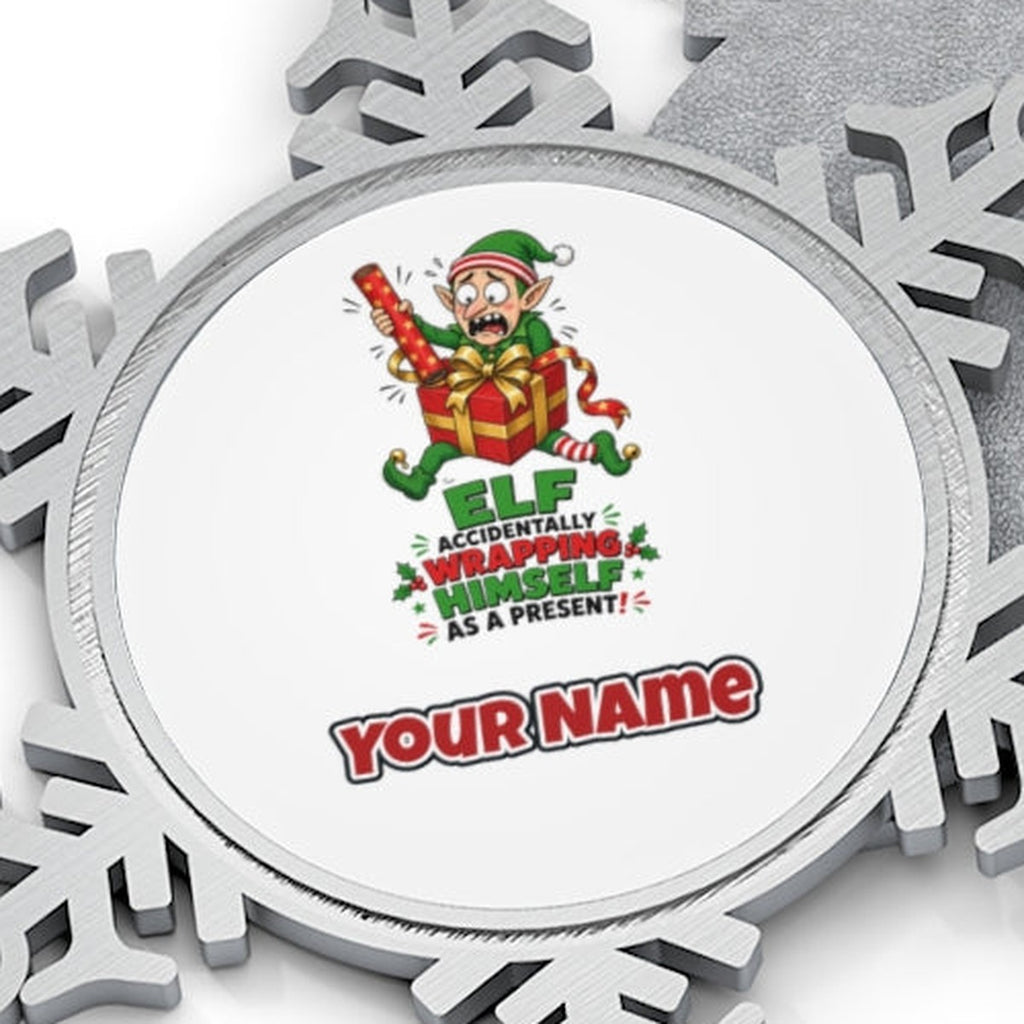 Wrapped Himself As A Present Personalised Pewter Christmas Ornament