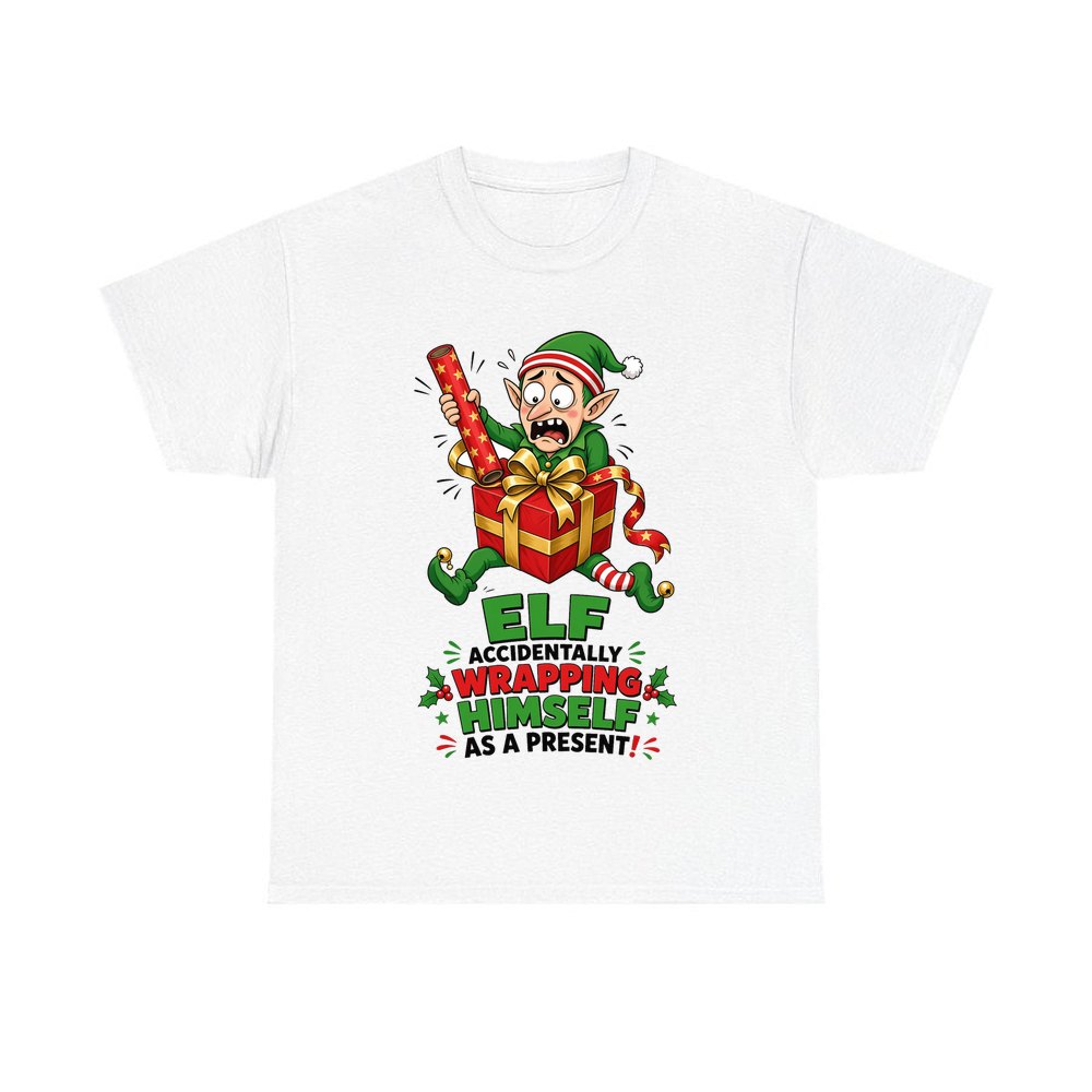 Wrapped Himself As A Present personalised Christmas T-shirt in white