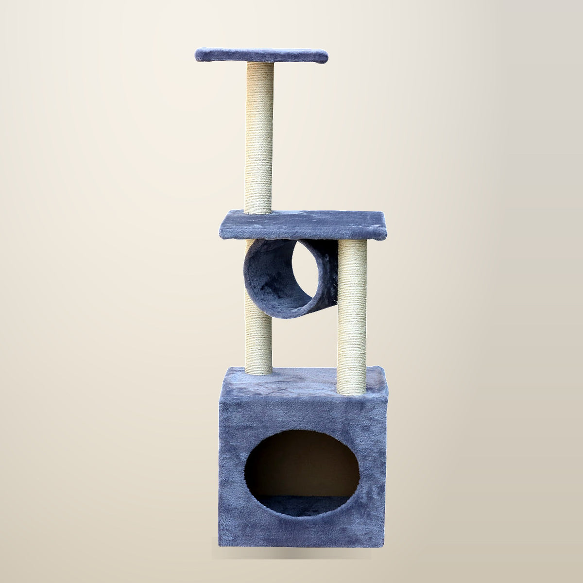 YES4PETS 112 cm Grey Cat Scratching Post Tree, on a plain cream background