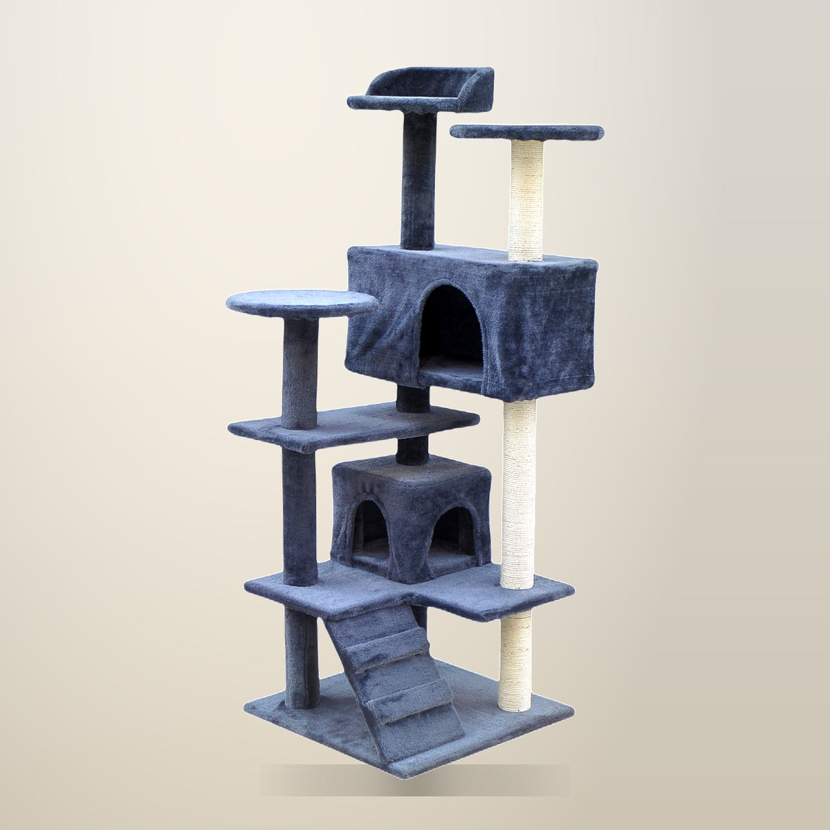 YES4PETS 130 cm Grey Cat Scratching Post Tree, on a plain cream background