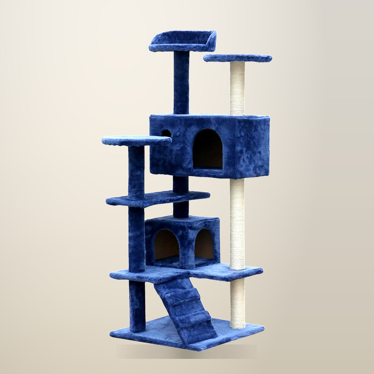 YES4PETS 130 cm Blue Cat Scratching Post Tree, on a plain cream background