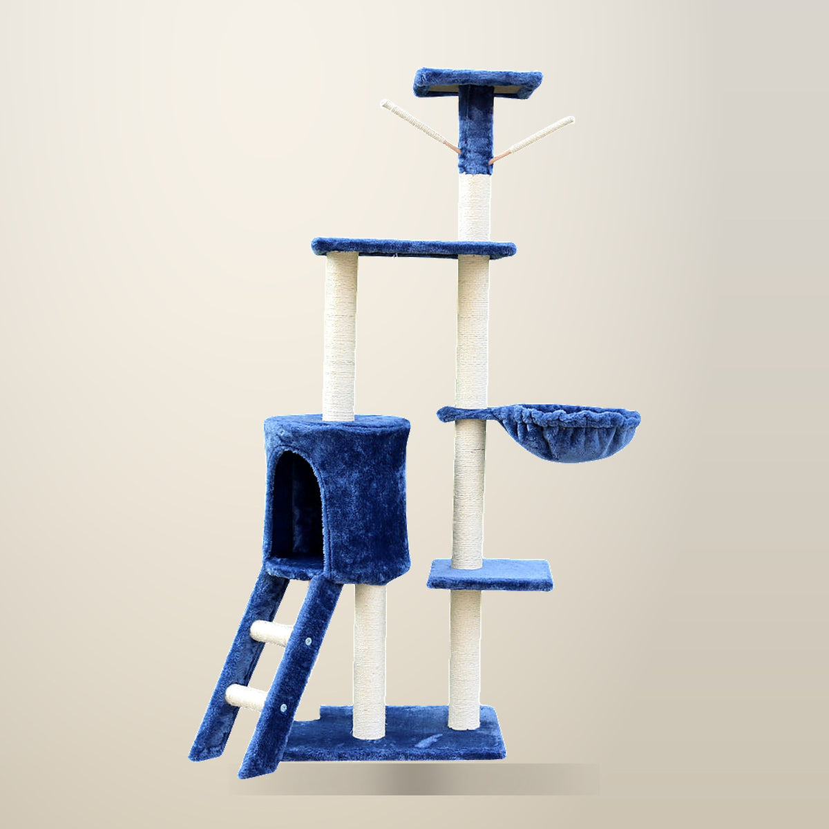 YES4PETS 138 cm Cat Scratching Post Tree, Blue, on a plain cream background