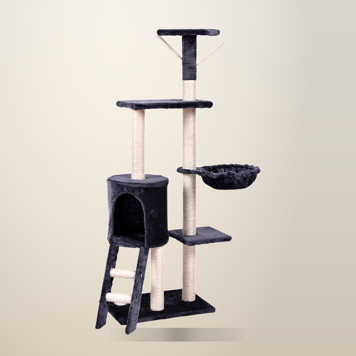 YES4PETS 138 cm Cat Scratching Post Tree, Grey, on a plain cream background