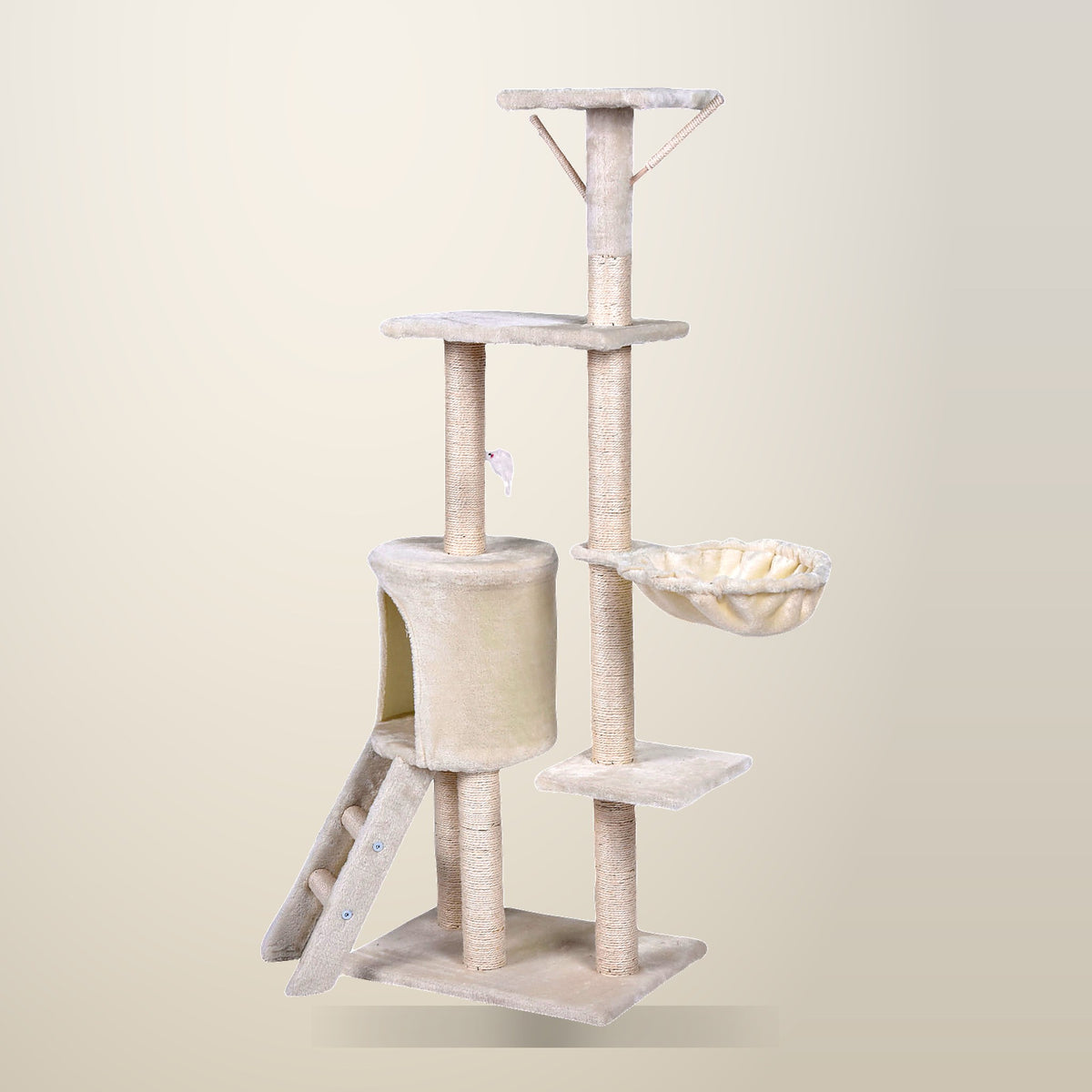 YES4PETS 138 cm Cat Scratching Post Tree, Beige, on a plain cream background
